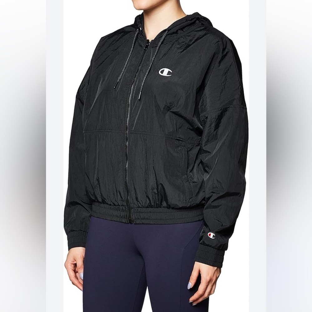 Champion Hooded Zip Up Jacket Windbreaker Oversized Size Large